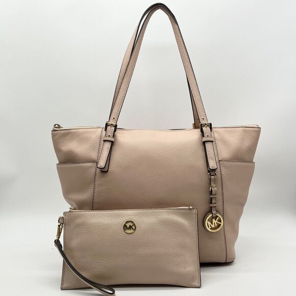 Michael Kors Light Pink Pebbled Leather Jet Set Tote & Wristlet - Picture 12 of 12